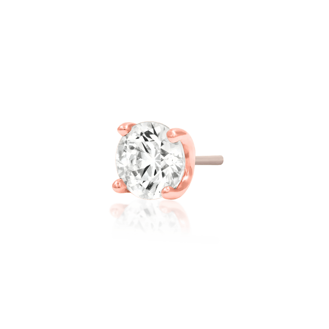 Higher Profile 4 Prong Set – 14K Gold CZ Threadless End - piercing - zone.com