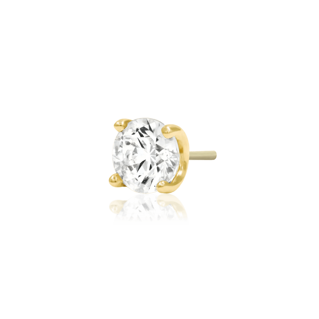 Higher Profile 4 Prong Set – 14K Gold CZ Threadless End - piercing - zone.com