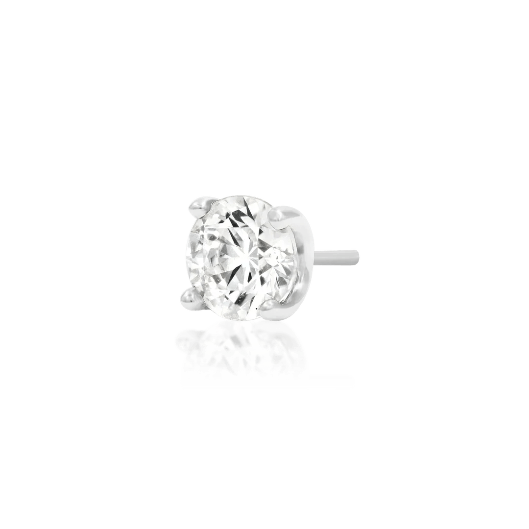 Higher Profile 4 Prong Set – 14K Gold CZ Threadless End - piercing - zone.com
