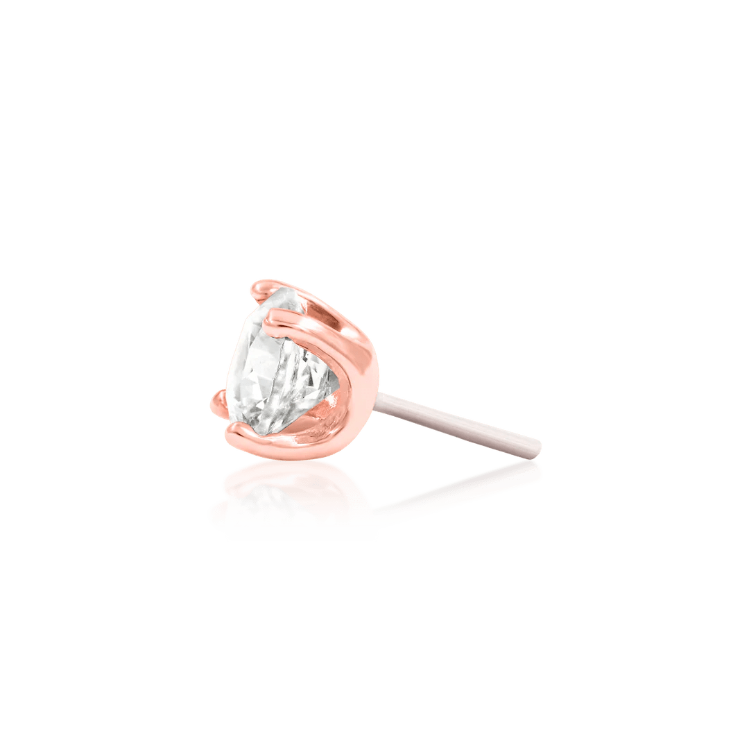 Higher Profile 4 Prong Set – 14K Gold CZ Threadless End - piercing - zone.com