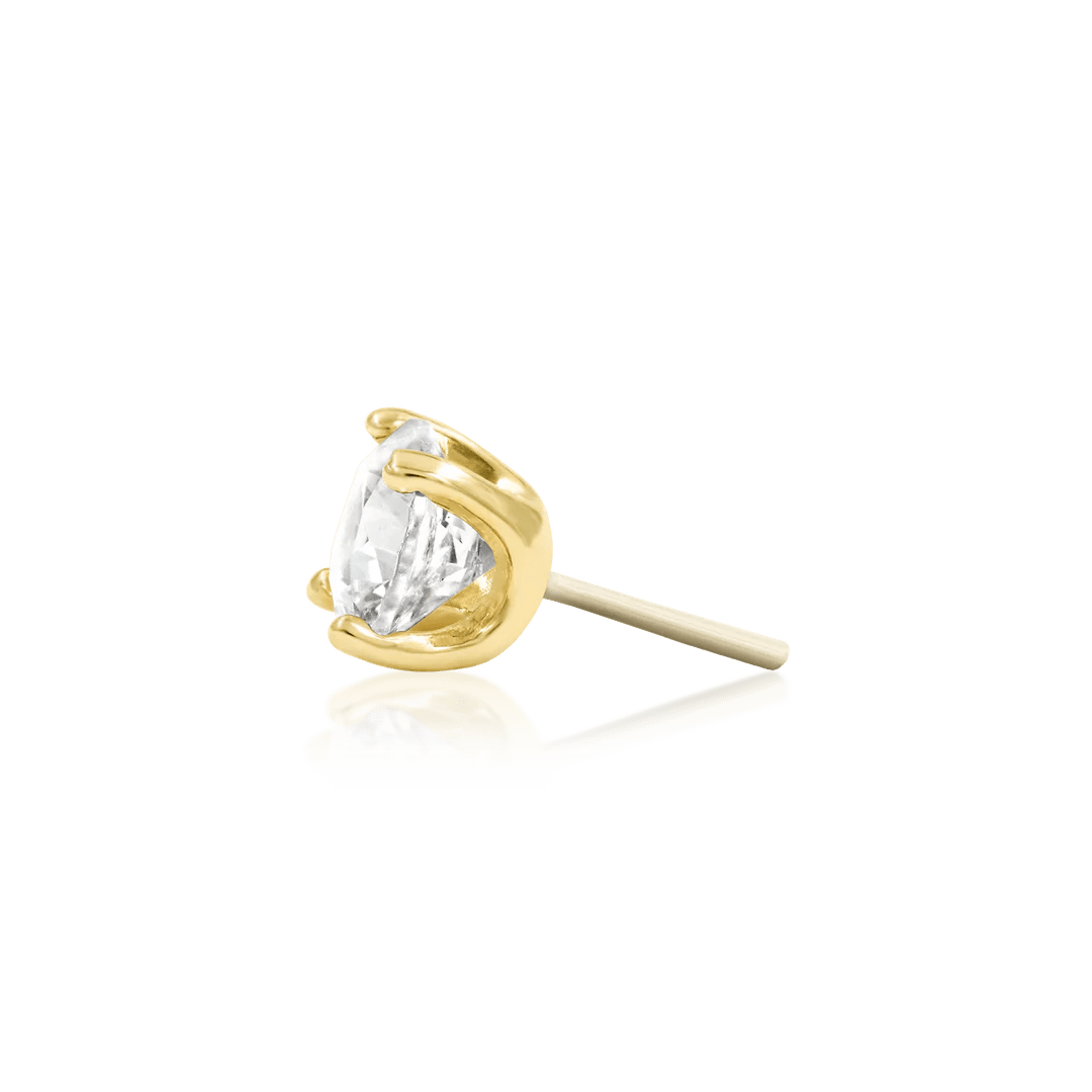 Higher Profile 4 Prong Set – 14K Gold CZ Threadless End - piercing - zone.com