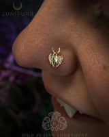 Mothman – Garnet Eyes & Mythic Form – 14K Gold Threadless End