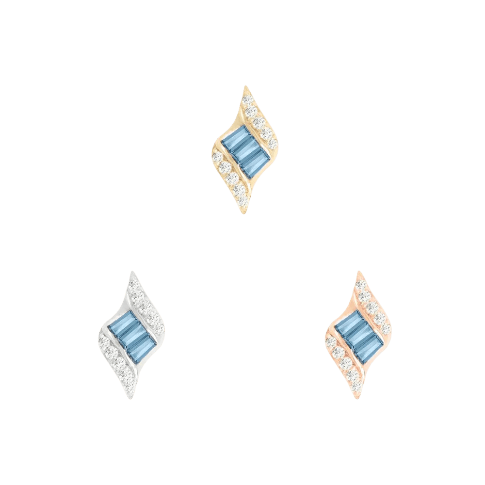 Intrigue – London Blue Topaz – 14K Gold Threadless End - piercing - zone.com