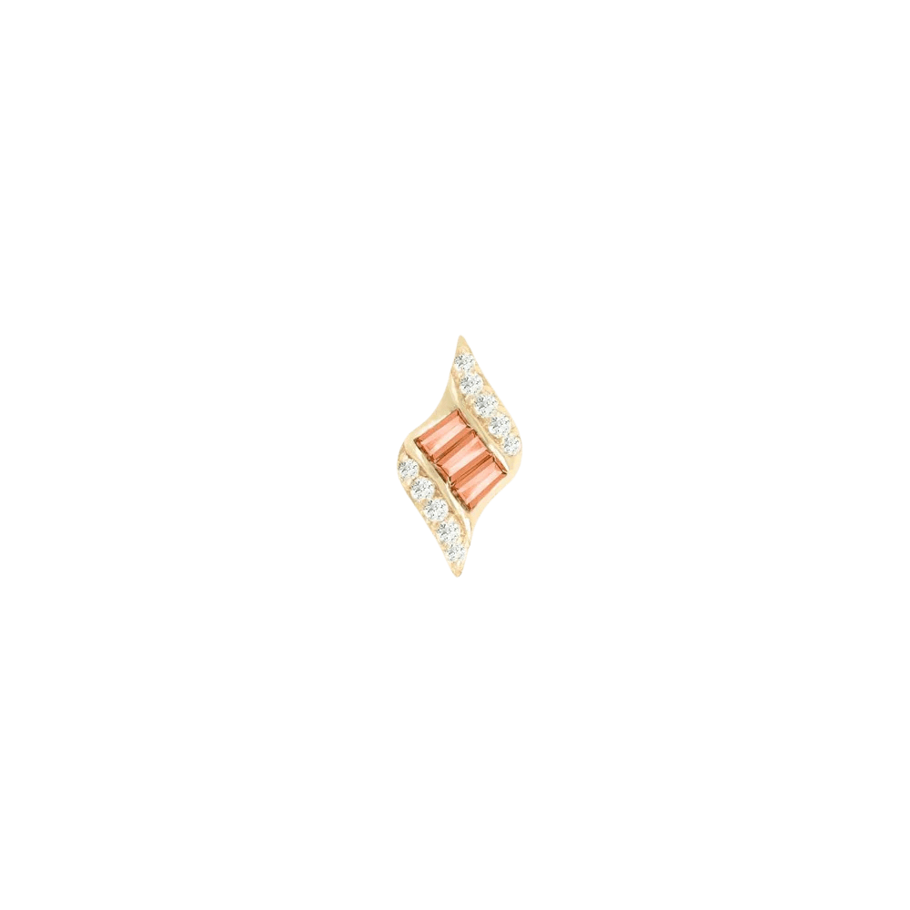 Intrigue – Orange Garnet – 14K Gold Threadless End - piercing - zone.com