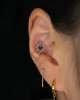 Amaris 14K Gold Threadless End with Blue Topaz – Front View