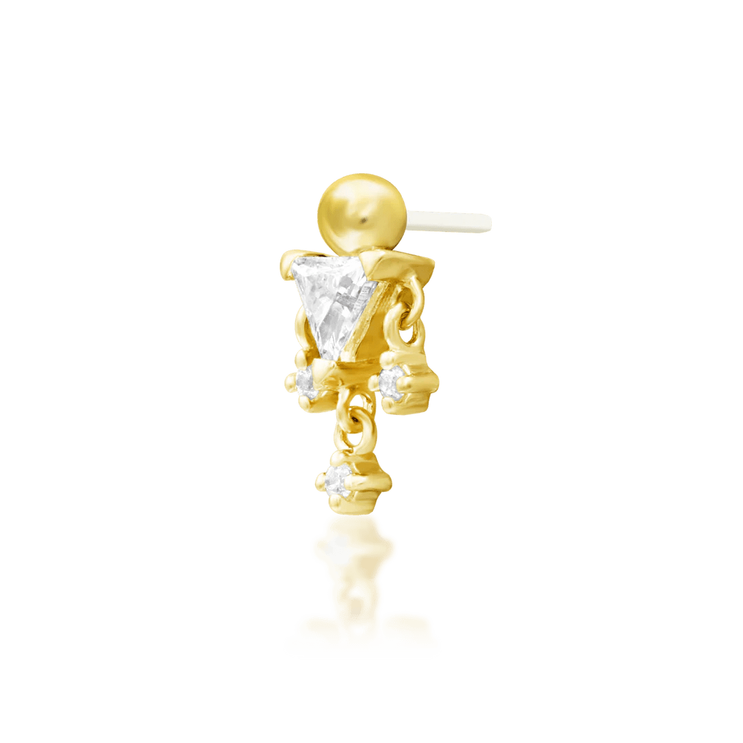 Judy – Cascading CZ Spark – 14K Gold Threadless End - piercing - zone.com