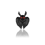 Scene Mothman 14K Black Gold Threadless End with Garnet Eyes – Front View