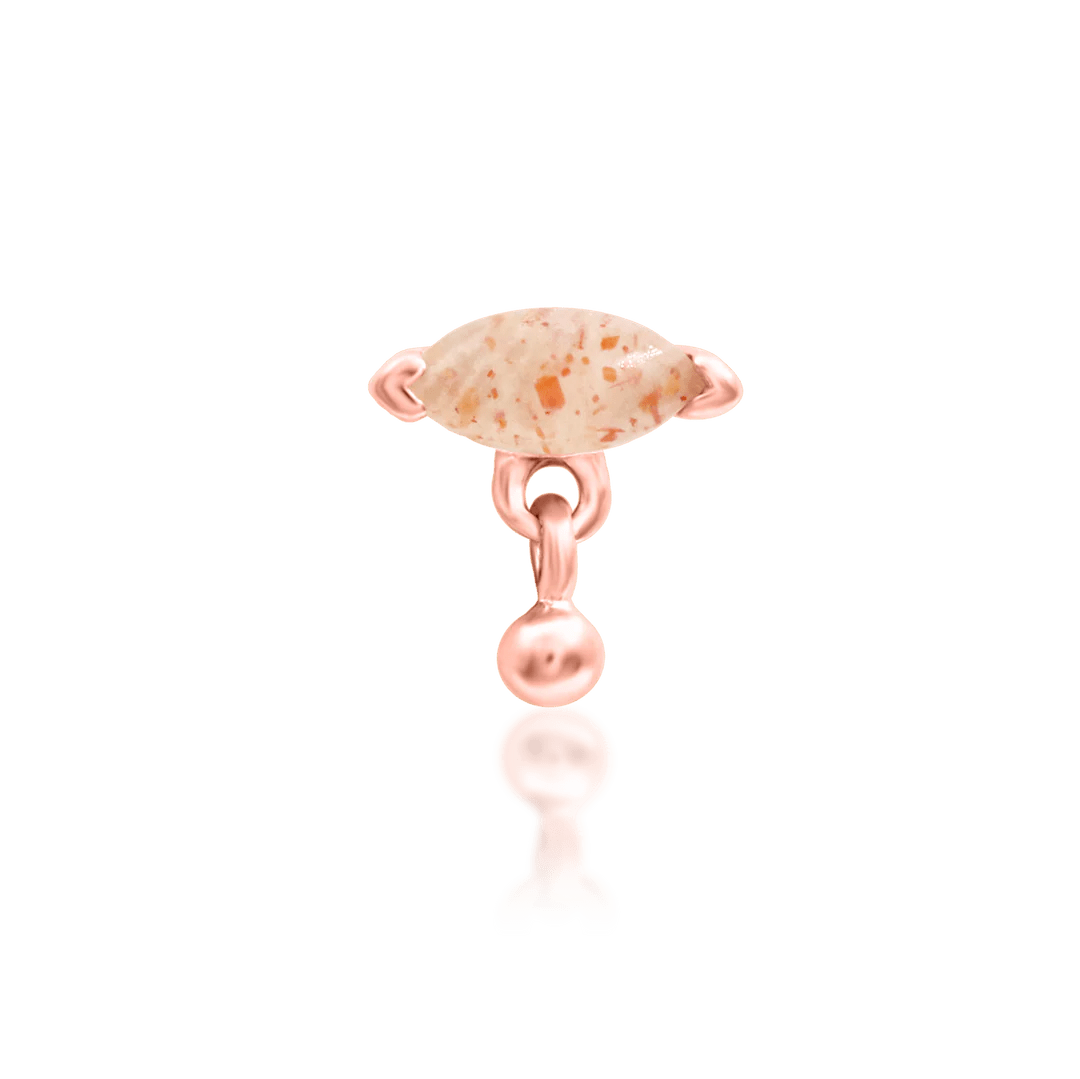 Side view of Amanda end in rose gold – soft oval profile and sparkle