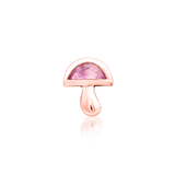 Side profile of Amanita in rose gold – sculpted form and bright pink accent