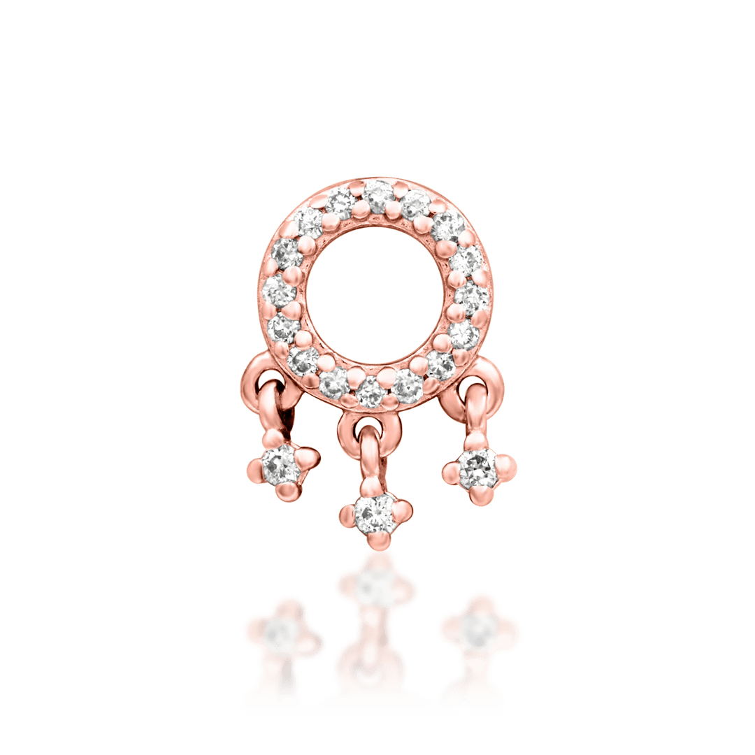 Side view of Amaze in rose gold – movement and shine from dangle diamonds