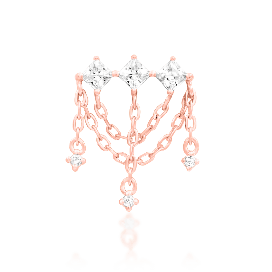 Flat lay of Amirah chain threadless end in rose gold