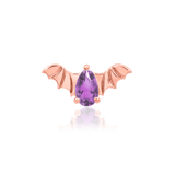 BAT WITH AMETHYST CZ 14K GOLD - THREADLESS END piercing-zone.com