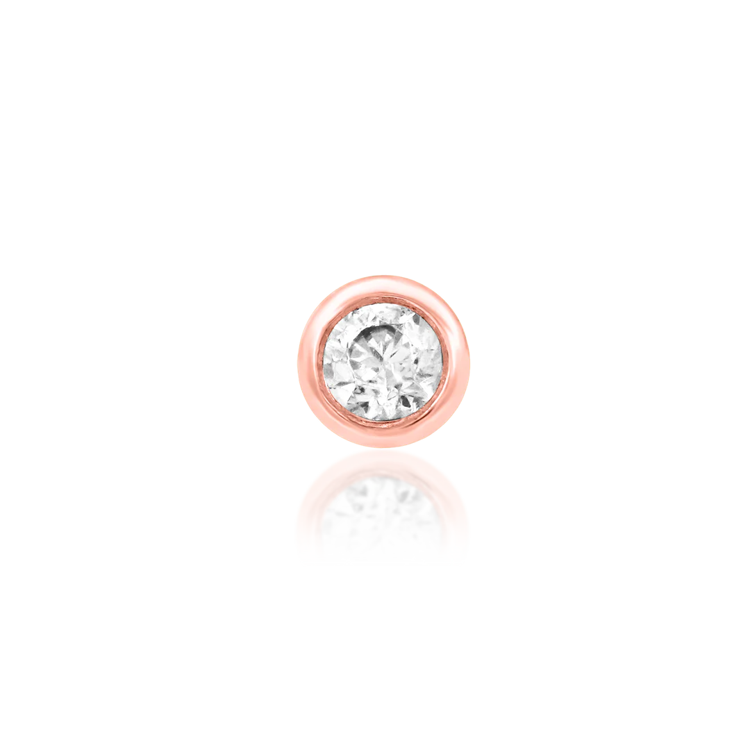 Bezel CZ – Classic Smooth Setting – 14K Gold Threadless End