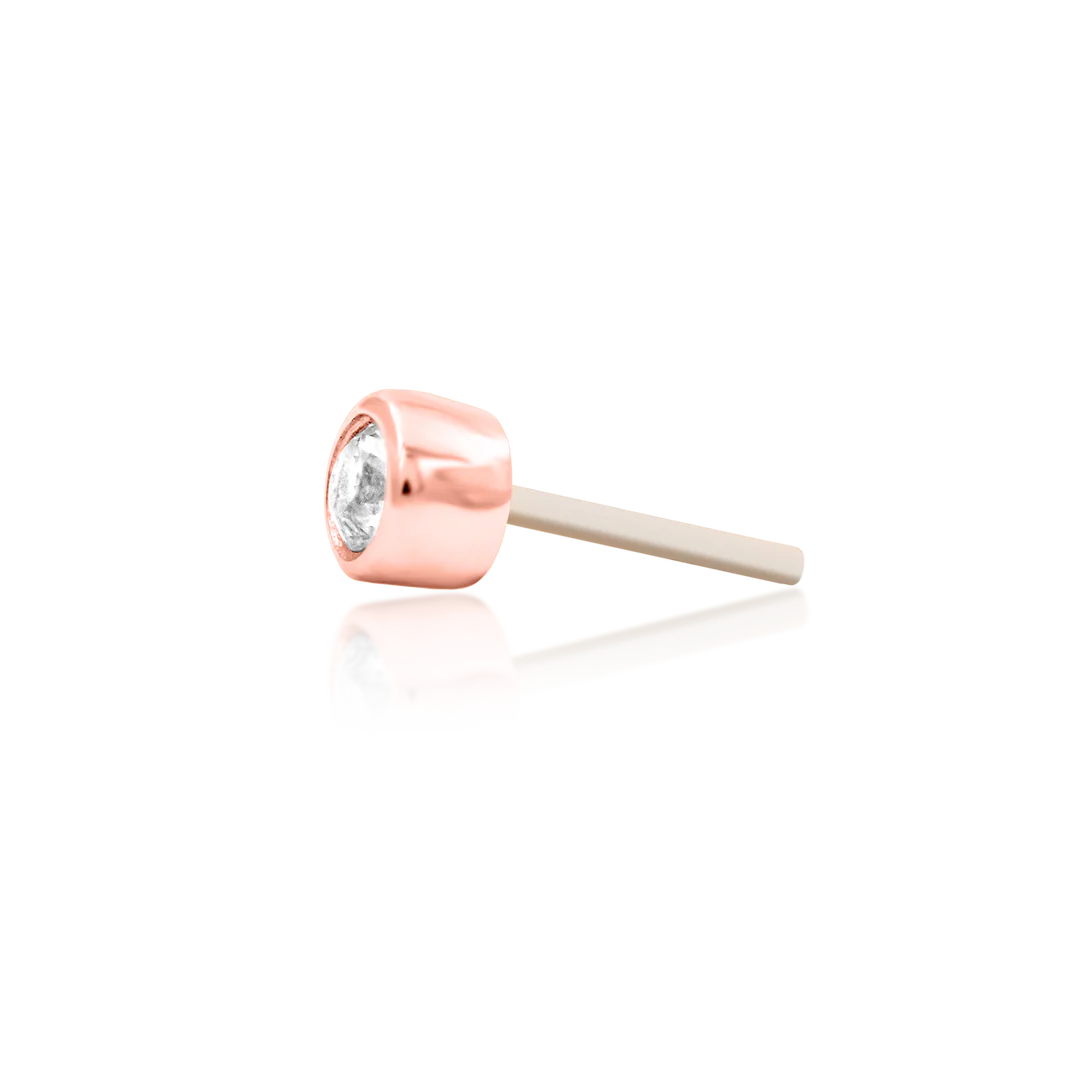 Bezel CZ – Classic Smooth Setting – 14K Gold Threadless End