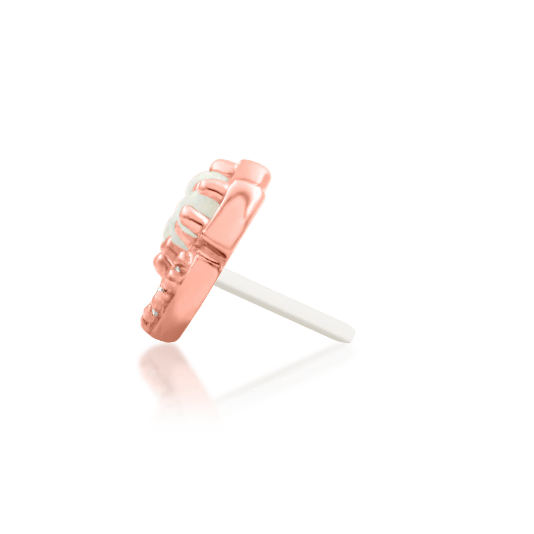 Chevry styled in flat piercing alongside other opal jewelry