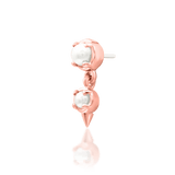 Long and slim gold threadless earring with pearl accents