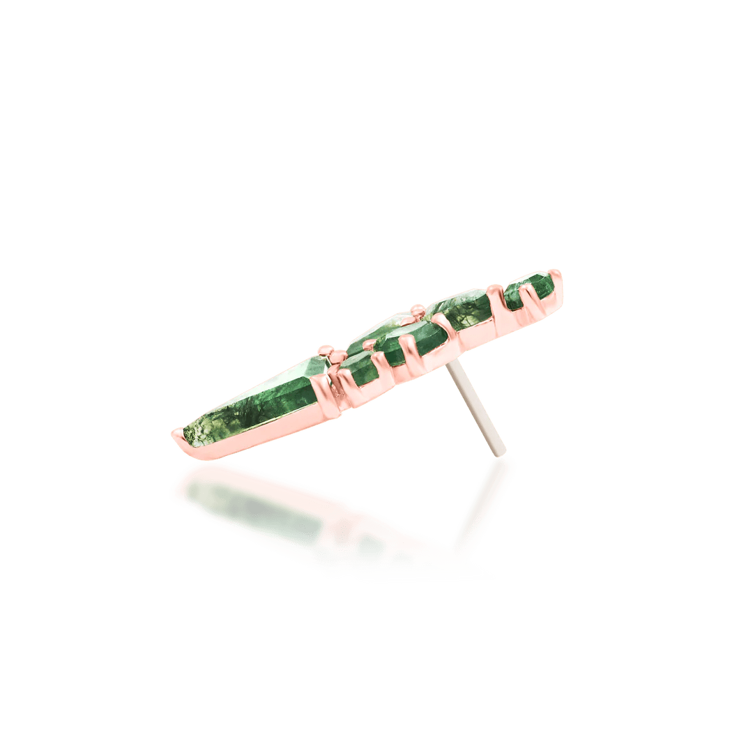 Side View of Endora Moss Agate End – Mixed Gem Shapes and Sizes