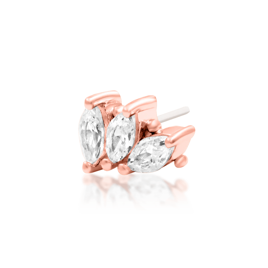 Close-up of Fallon – Marquise CZ Floral End on White Background