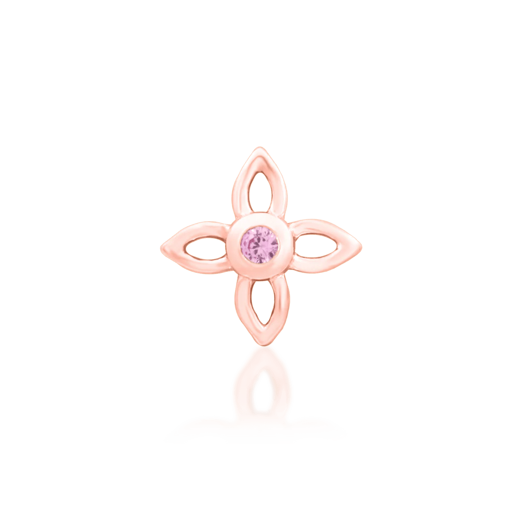 Side profile of Fleur in rose gold – soft floral shape with openwork detail