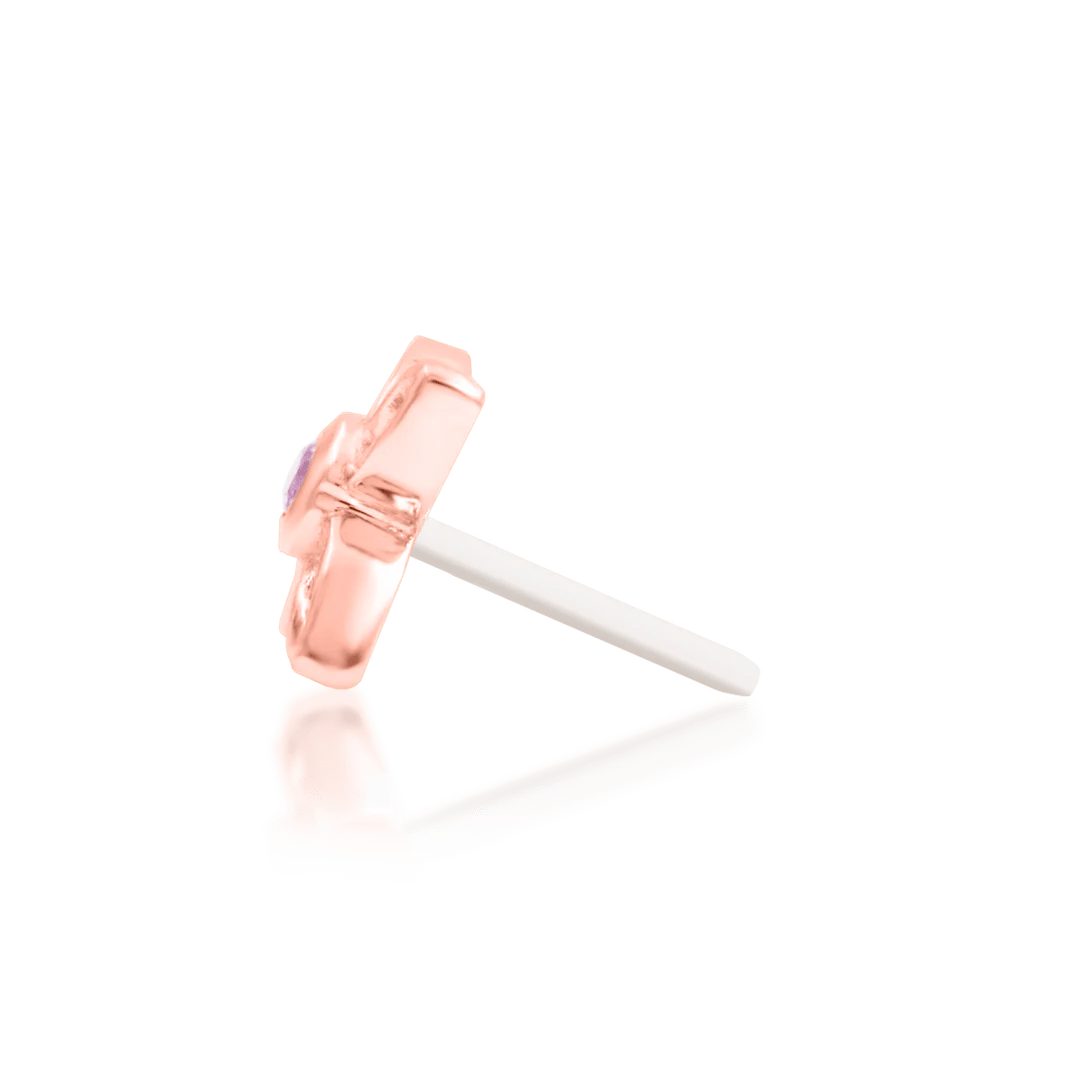 Side View of Fleur Gold Threadless Jewelry in Tragus