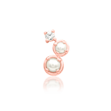 Elegant gold vertical earring with CZ and pearl stones
