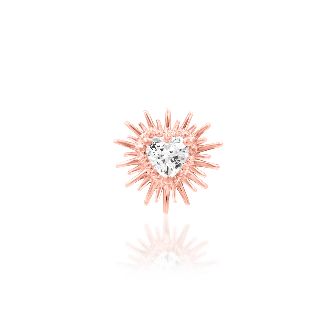 Macro Detail of Heart-Shaped CZ in Heartbreak Design