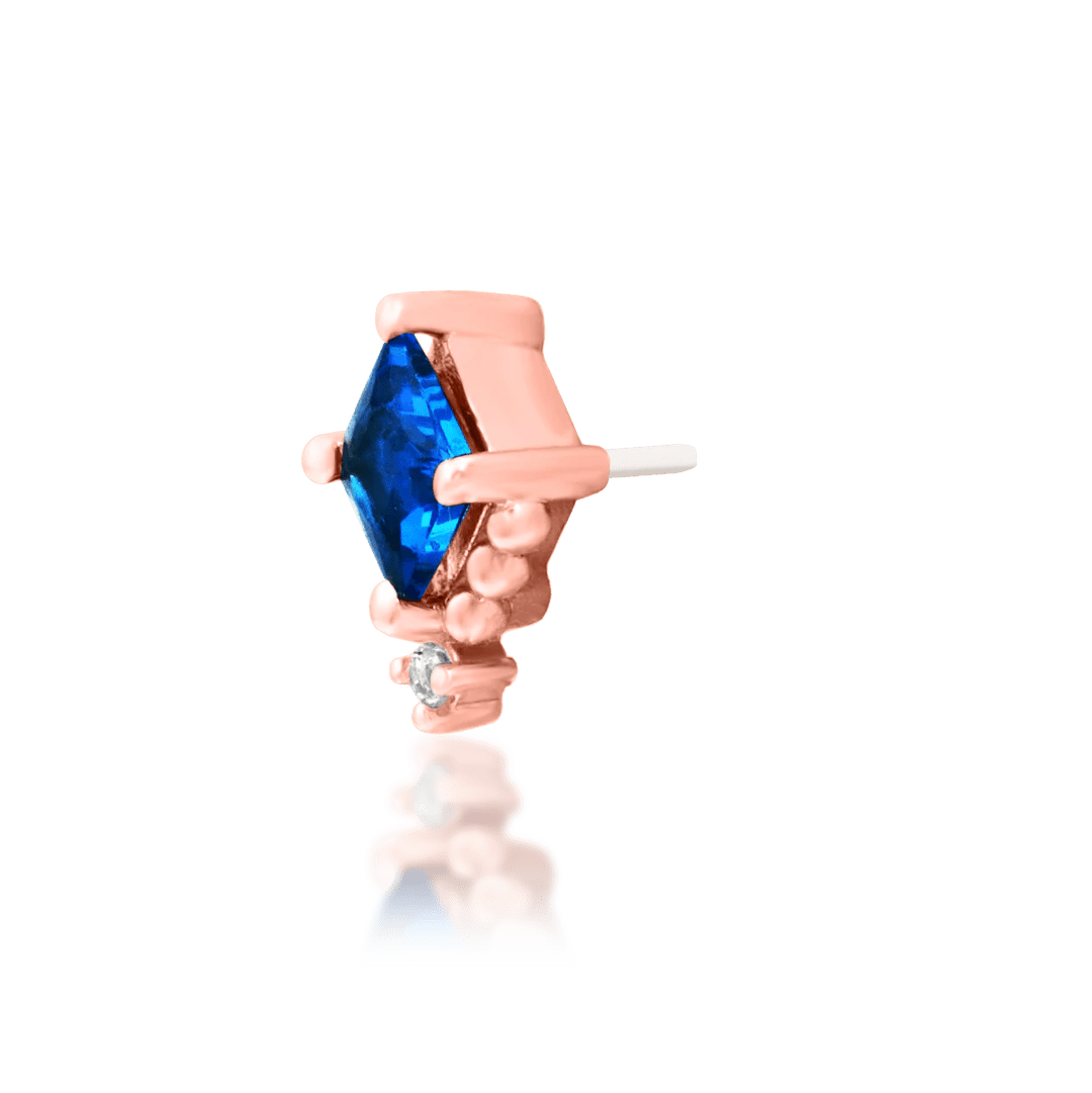 Styled photo of Hesper in flat or helix piercing – rich blue accent piece