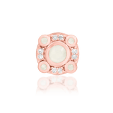 Side profile of Inaya in rose gold – layered setting and gemstone contrast