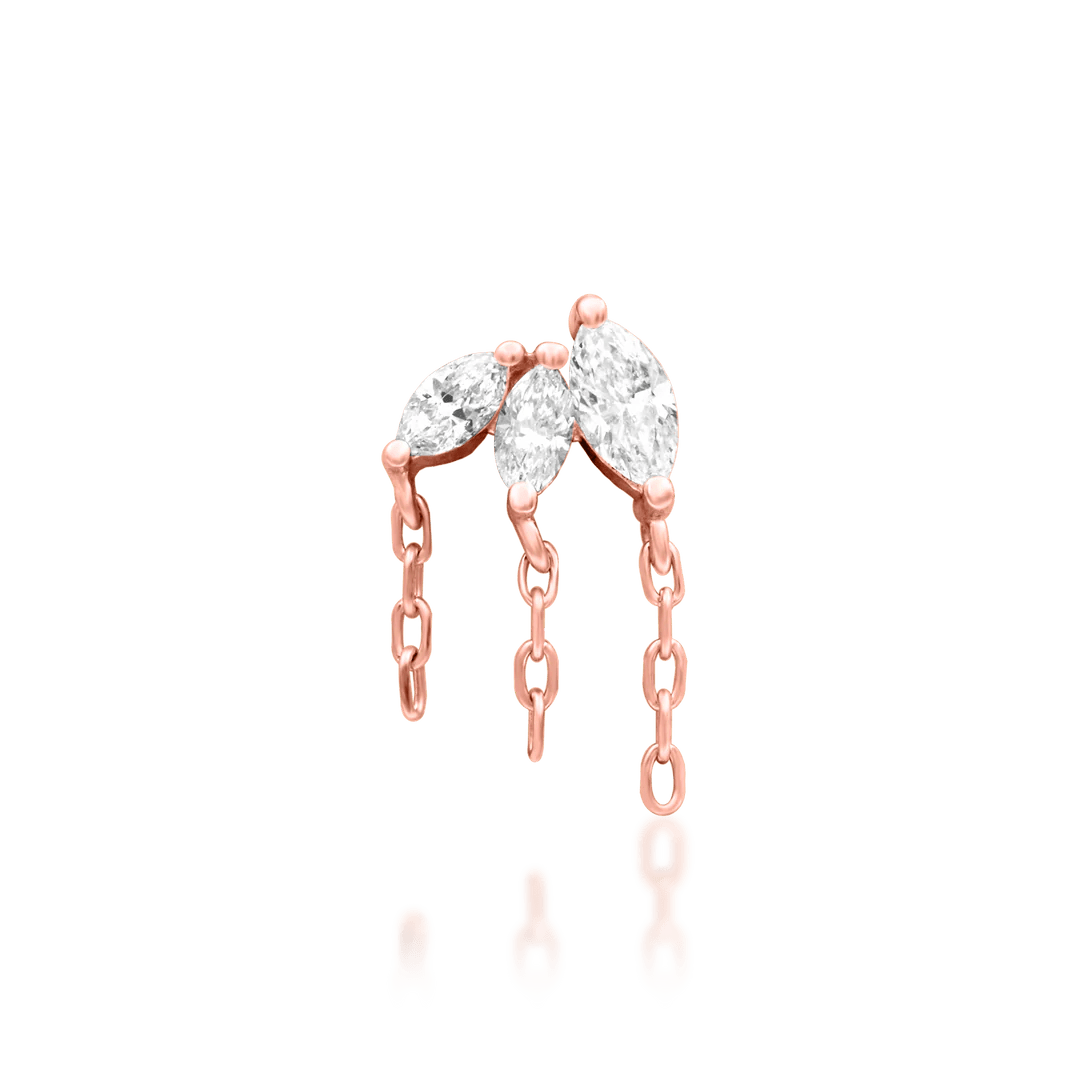 Side view of Infamous end in rose gold – elegant movement and sparkle