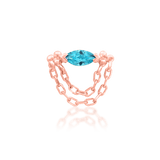 Aqua CZ chain-linked threadless piercing end