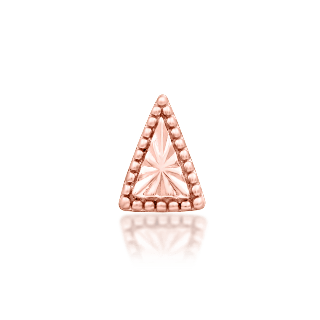 Side profile of Mila in rose gold – sleek modern triangle form