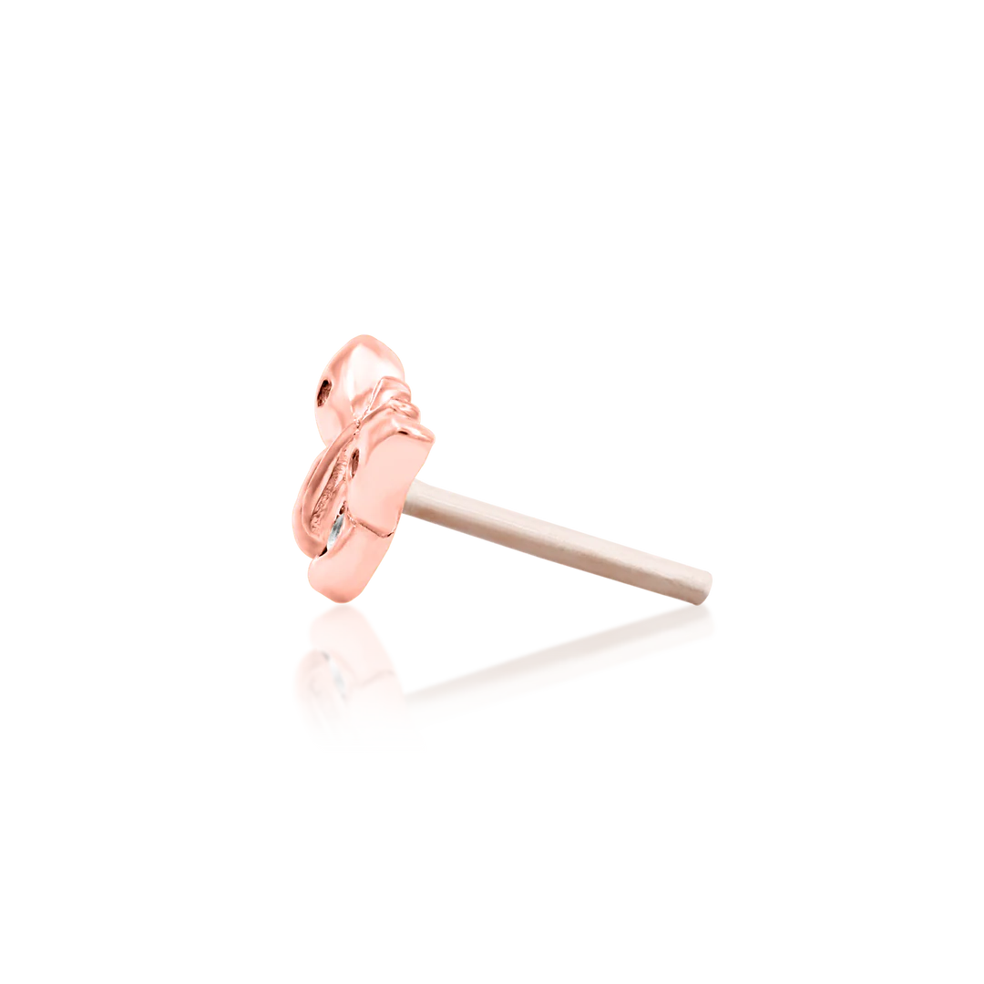 Mini Butterfly – Tiny CZ Winged – 14K Gold Threadless End
