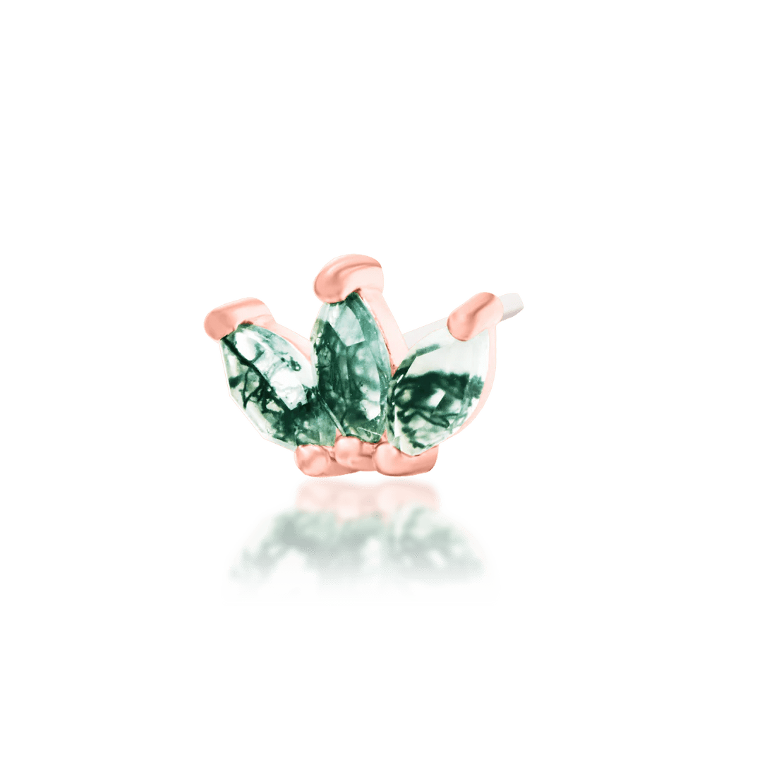 Back View of Threadless Post on Moss Marquise Fan Jewelry
