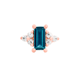 Side angle of Nellie decorative end – rose gold and geometric detail