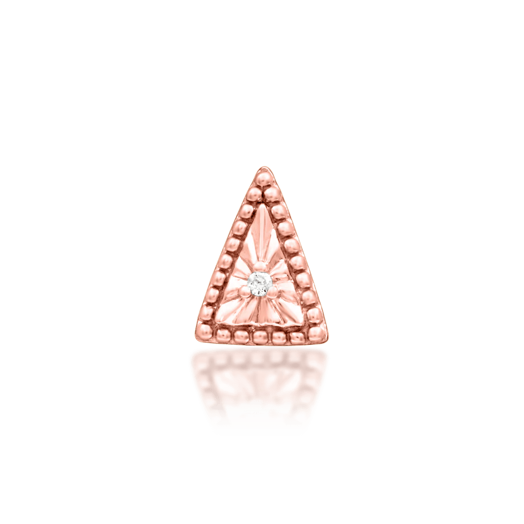 Side profile of Nina in rose gold – clean geometry and soft gold shine