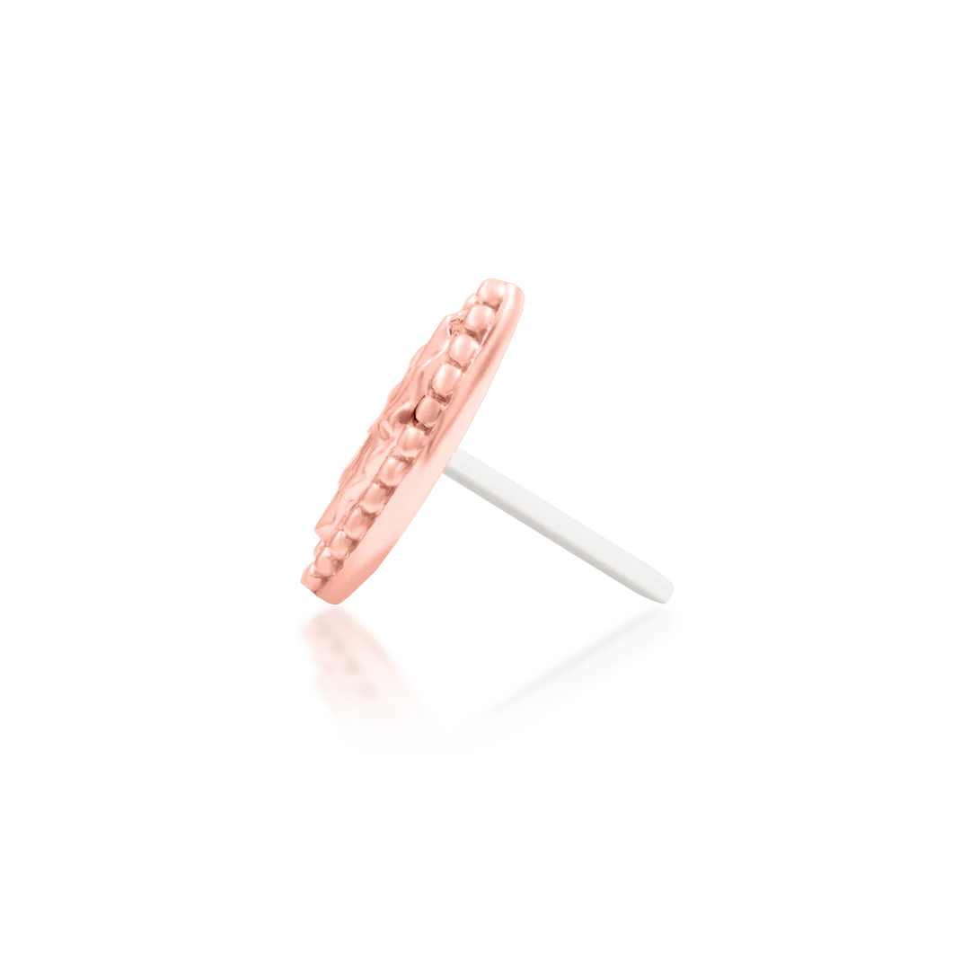 Model wearing Novie Gold End in Flat Piercing