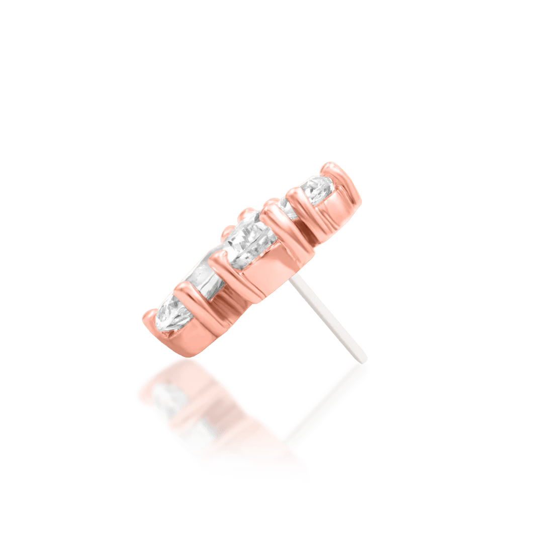 Padma 14K Gold Decorative End with Three Pear-Cut CZs – Front View