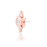 Styled photo of Praise worn in flat piercing – high-shine elegant sparkle