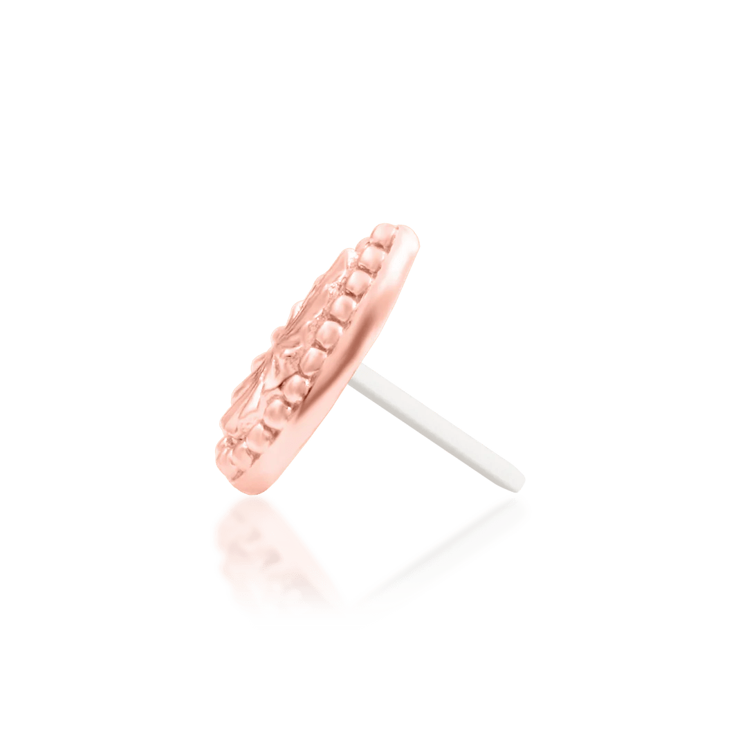 Model wearing Remi Teardrop End in Flat Piercing