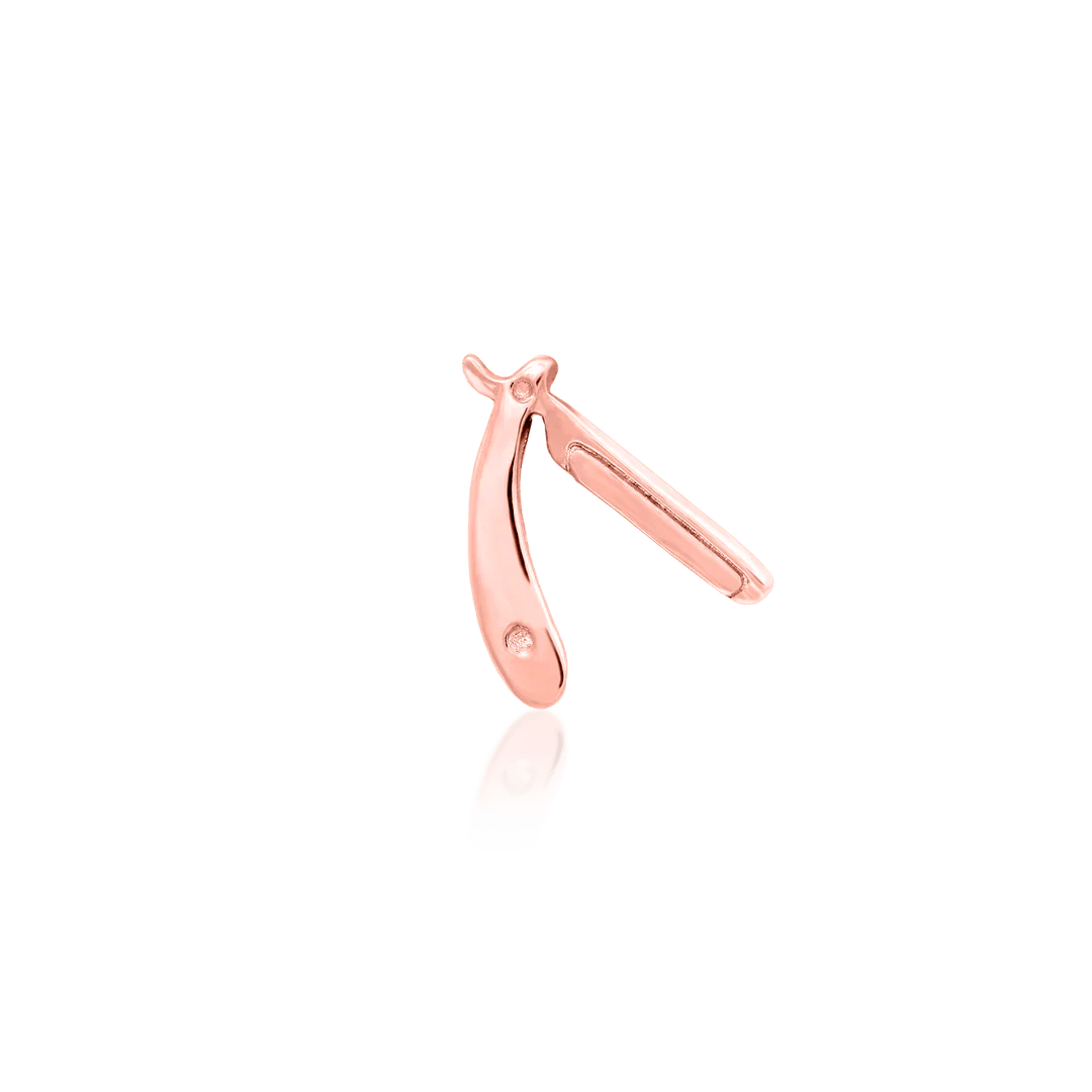 STRAIGHT RAZOR 14K GOLD  - THREADLESS END piercing-zone.com