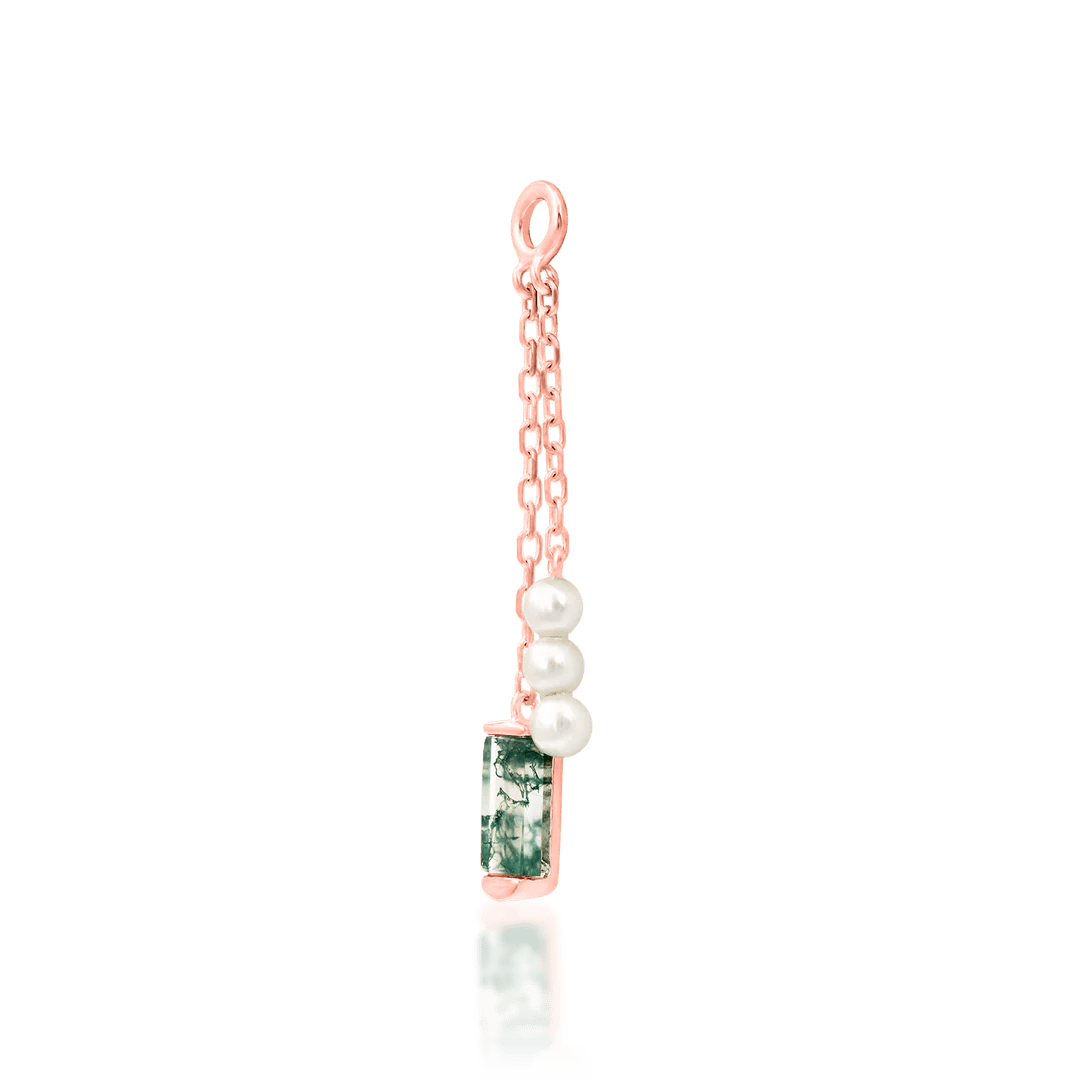 Macro Detail of Veqq II Moss Agate and Pearl Arrangement