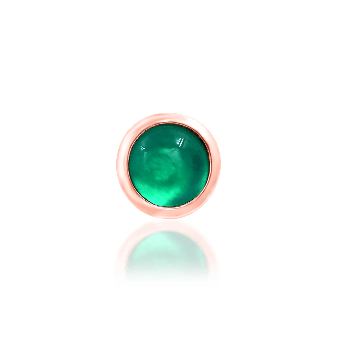 Verity Emerald Threadless End in Yellow Gold – Side Profile