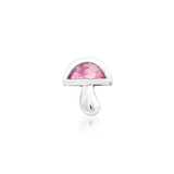 Front view of Amanita in white gold – whimsical mushroom and gemstone design