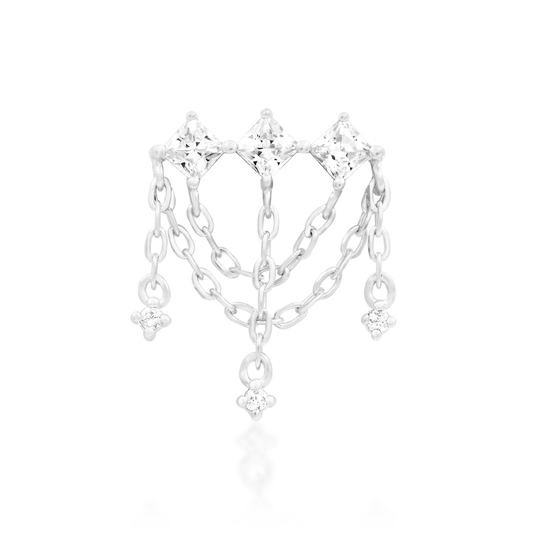 Amirah – Chain-Linked CZ Drop – 14K Gold Threadless End