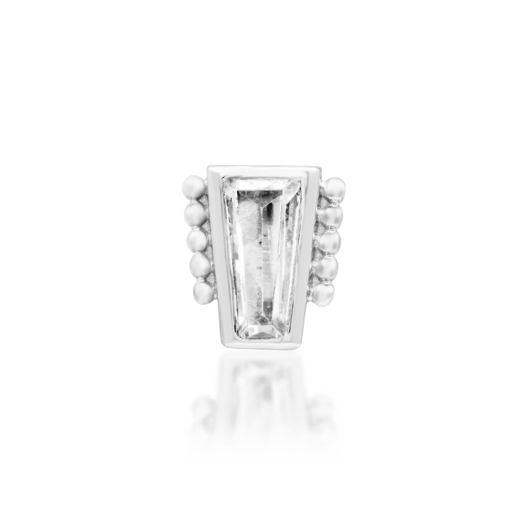 Top-down image of Beaded Baguette in white gold – classic baguette layout