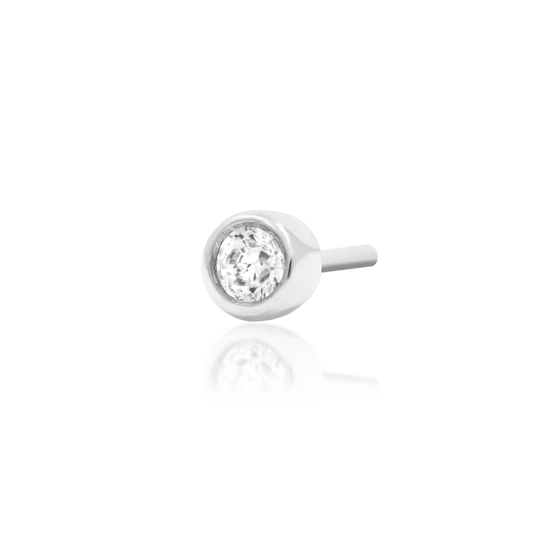 Bezel CZ – Classic Smooth Setting – 14K Gold Threadless End