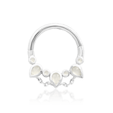 Front view of Catalina in white gold – elegant gemstone arc clicker