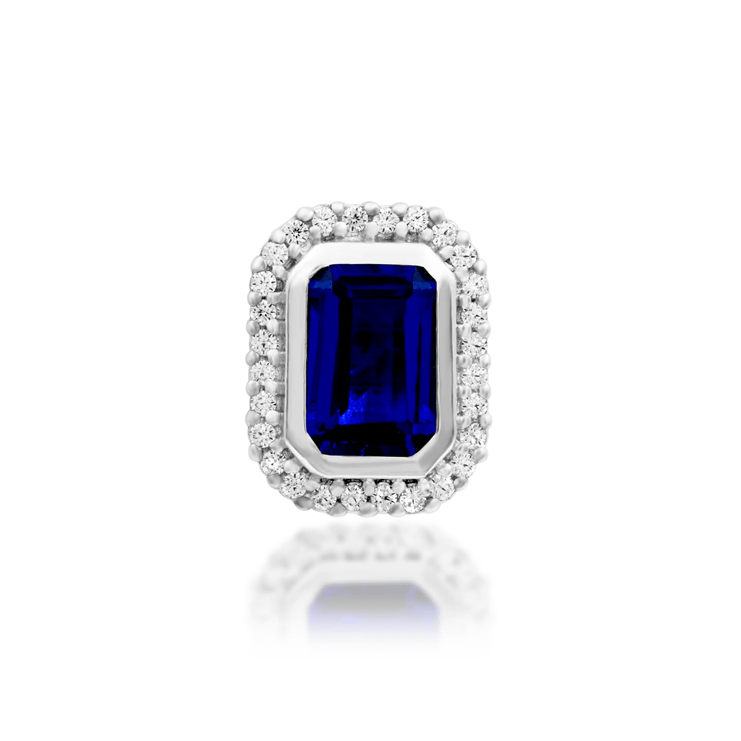 Euqenia – Burma Blue CZ Pear – 14K Gold Threadless End