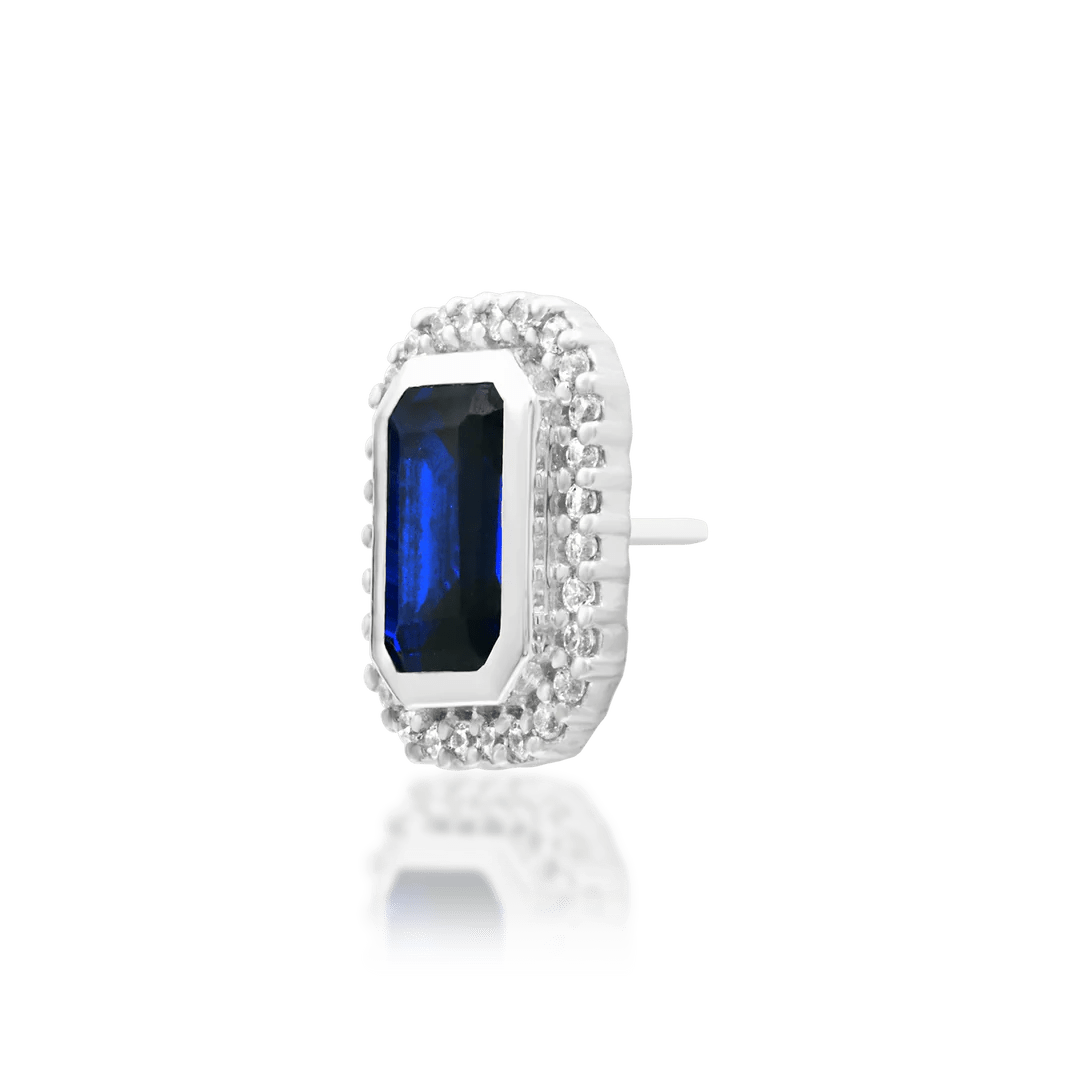 Euqenia – Burma Blue CZ Pear – 14K Gold Threadless End