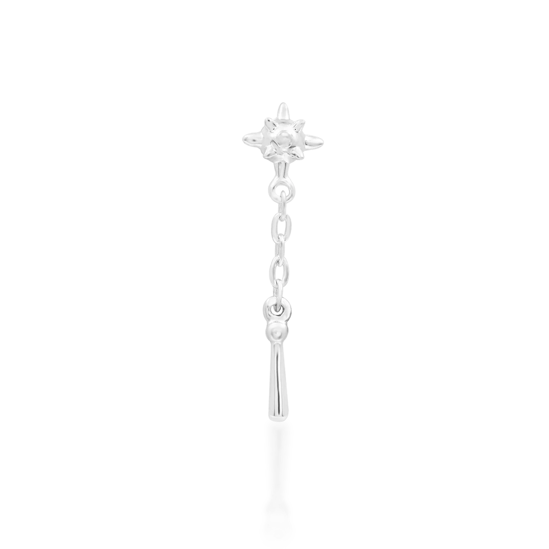 Side View of Flail Showing Dual Pins and Linear Shape
